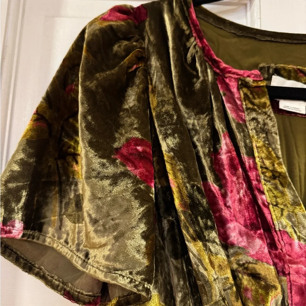 Anthropologie Velvet Maxi Dress in Pink and Green - Picture 6 of 7